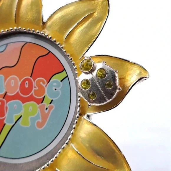 Ashleigh Manor Yellow Sunflower Mini Photo Frame Ladybug Detail Vintage - Picture 3 of 4